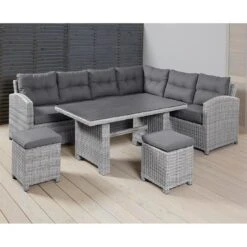 LC Garden Bilbao Dininglounge Geflecht Inkl. Kissen, Tisch Grau -Gartenmöbel Geschäft 1093271 4