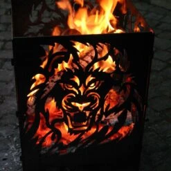 SvenskaV Löwe Feuerkorb Rohstahl 30,5x32,0x47cm -Gartenmöbel Geschäft 1094195 4