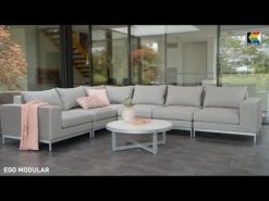 Kettler Ego Modular Ecklounge 7tlg. Sunbrella Silber/Hellgrau Meliert -Gartenmöbel Geschäft 1107032 v 1579