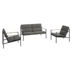 Trentino Loungeset 4-tlg. Edelstahl/Stoff Und Teak Armlehnen Grau Meliert 13 Trentino Loungeset 4-tlg. Edelstahl/Stoff Und Teak Armlehnen Grau Meliert -Gartenmöbel Geschäft 1342883 4