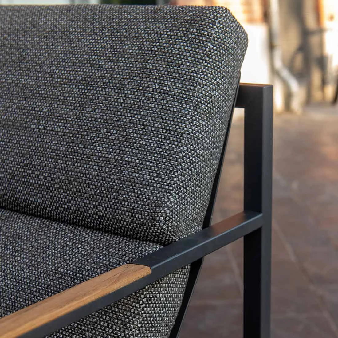 Trentino Loungeset 4-tlg. Edelstahl/Stoff Und Teak Armlehnen Grau Meliert 8 Trentino Loungeset 4-tlg. Edelstahl/Stoff Und Teak Armlehnen Grau Meliert – Bild 6