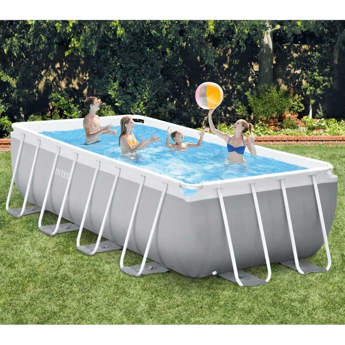 Intex Prism Frame Rectangular Pool Set 488x244x107cm Grau 11 Intex Prism Frame Rectangular Pool Set 488x244x107cm Grau – Bild 9