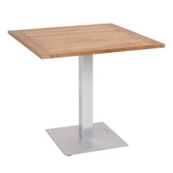 Stern Gartentisch 80x80cm Aluminium/Teak Silber/Natur