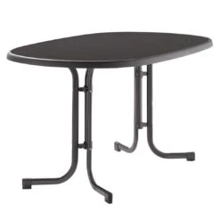 Sieger Boulevard Klapptisch Oval 140x90 Cm Stahl/Mecalit Eisengrau/Schiefer Anthrazit