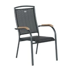 Hartman Raffaelo Stapelsessel Aluminium/Textilene Mit Teak-Armlehnen Xerix