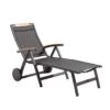 Sieger Catena Gartenliege Aluminium/Textilux Mit Teakarmlehnen Eisengrau/Grau/Teak -Gartenmöbel Geschäft 756880 1