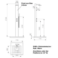 Ideal Kuba Gartendusche Warmwasser Edelstahl/WPC/Glas -Gartenmöbel Geschäft 811132 3
