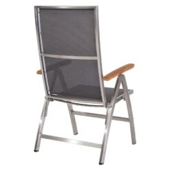 Stern Cardiff Klappsessel Edelstahl/Textilene/Teak-Armlehnen Silber/Silbergrau -Gartenmöbel Geschäft 839094 2