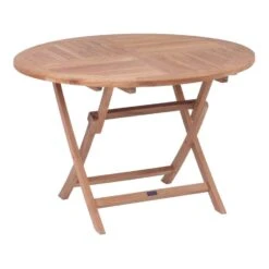 Zebra Poker Klapptisch Ø110 Cm Teak Mit Edelstahlbeschlägen Natur