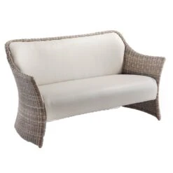 Domus Ventures Annecy Gartenbank Halbrundgeflecht/MarinaPlus White Pepper/Grey