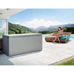 Biohort Loungebox Kissenbox Quarzgrau-Metallic -Gartenmöbel Geschäft biohort loungebox kissenbox 200x85x90 cm quarzgrau metallic 1322016 2