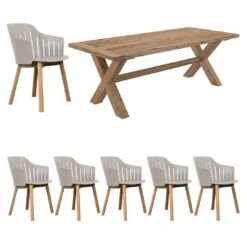 Cane-Line Choice Gartenmöbeldet 7-tlg. Mit Tisch 220x100cm Taupe/Natur