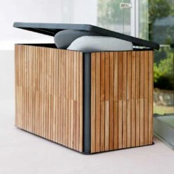 Cane-Line Combine Gartenbox Klein Teak/Aluminium Natur/Lava Grey -Gartenmöbel Geschäft cane line combine kissentruhe gross teak aluminium 1463476 6