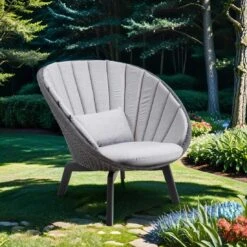 Cane-Line Peacock Loungesessel Teak/Rope Black/Dark Grey/Light Grey