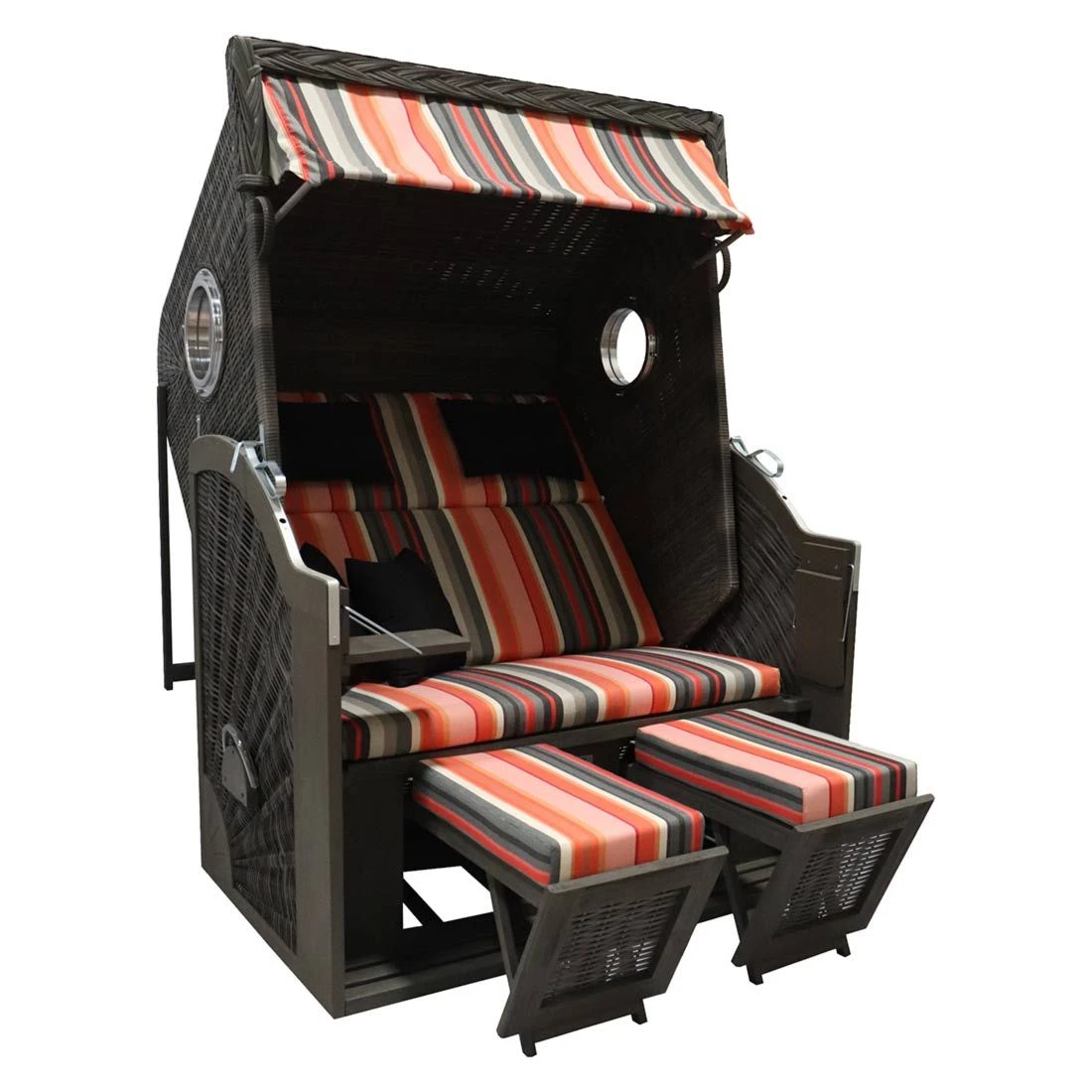 DeVries Pure Cliff XL Strandkorb Geflecht/Pinienholz Grau Gebürstet 4 DeVries Pure Cliff XL Strandkorb Geflecht/Pinienholz Grau Gebürstet – Bild 2