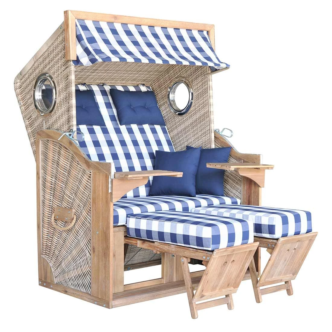 DeVries Pure Greenline 135XL Strandkorb Geflecht/Akazie Des.743 Ice Flower 4 DeVries Pure Greenline 135XL Strandkorb Geflecht/Akazie Des.743 Ice Flower – Bild 2