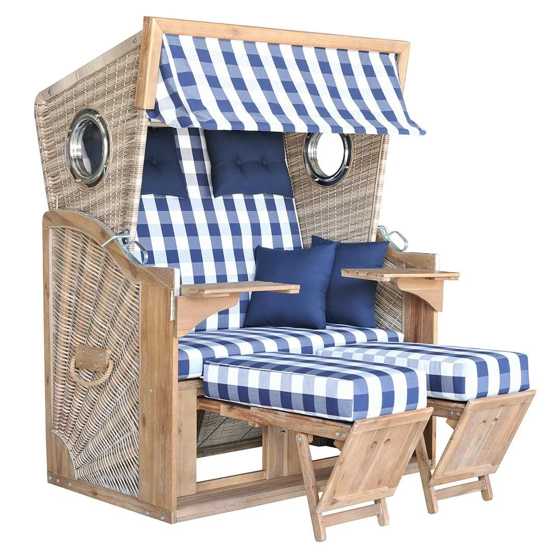 DeVries Pure Greenline 135XL Strandkorb Geflecht/Akazie Des.743 Ice Flower 6 DeVries Pure Greenline 135XL Strandkorb Geflecht/Akazie Des.743 Ice Flower – Bild 4