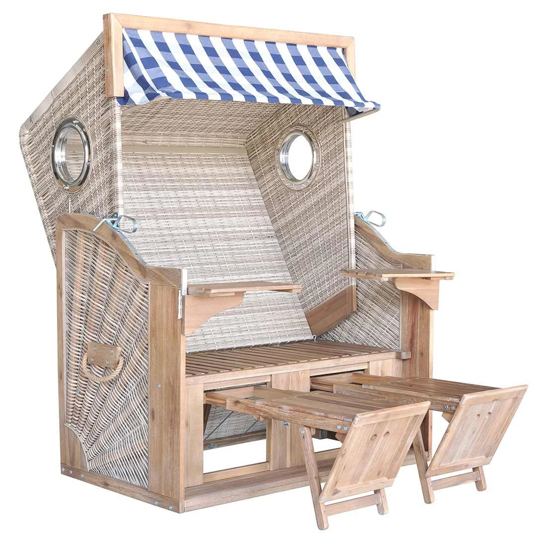 DeVries Pure Greenline 135XL Strandkorb Geflecht/Akazie Des.743 Ice Flower 9 DeVries Pure Greenline 135XL Strandkorb Geflecht/Akazie Des.743 Ice Flower – Bild 7