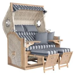 DeVries Pure Greenline 175XL Strandkorb Geflecht/Akazie Ice Flower -Gartenmöbel Geschäft devries pure greenline 175xl strandkorb geflecht akazie 1352728 2