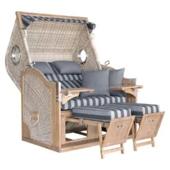 DeVries Pure Greenline 175XL Strandkorb Geflecht/Akazie Ice Flower -Gartenmöbel Geschäft devries pure greenline 175xl strandkorb geflecht akazie 1352728 3