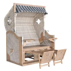 DeVries Pure Greenline 175XL Strandkorb Geflecht/Akazie Ice Flower -Gartenmöbel Geschäft devries pure greenline 175xl strandkorb geflecht akazie 1352728 4