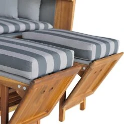 DeVries Trend 45 Strandkorb Geflecht/Akazie Des. 755 Walnut/Natural Finish -Gartenmöbel Geschäft devries trend 45 strandkorb geflecht akazie des 755 1352695 3