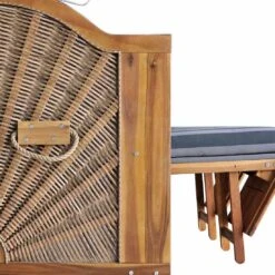 DeVries Trend 45 Strandkorb Geflecht/Akazie Des. 755 Walnut/Natural Finish -Gartenmöbel Geschäft devries trend 45 strandkorb geflecht akazie des 755 1352695 4