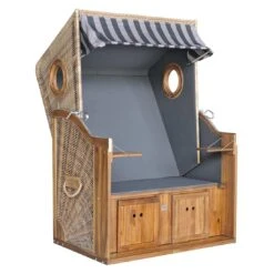 DeVries Trend 45 Strandkorb Geflecht/Akazie Des. 755 Walnut/Natural Finish -Gartenmöbel Geschäft devries trend 45 strandkorb geflecht akazie des 755 1352695 5