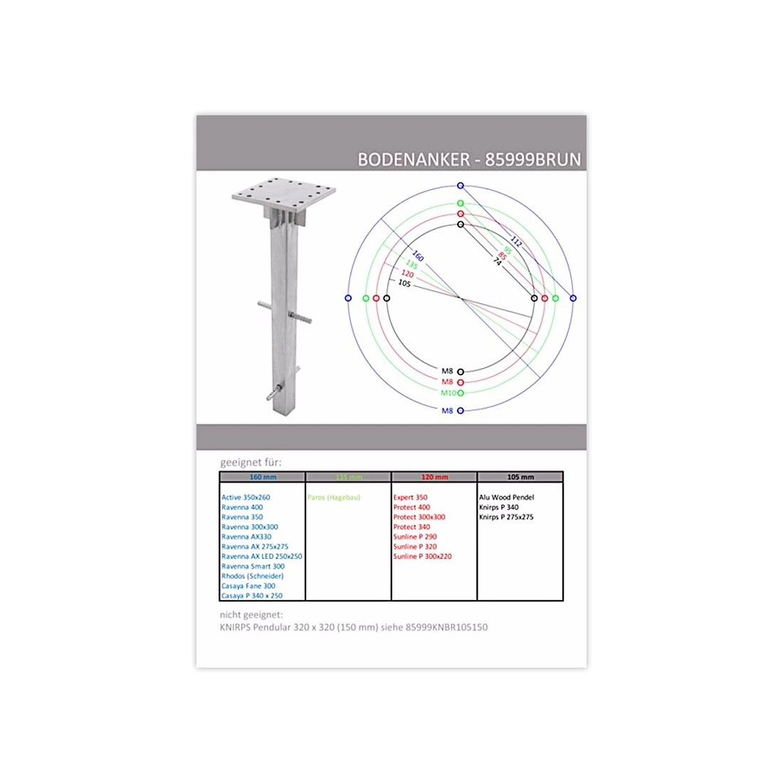 Doppler Bodenhülse/Bodenanker LK106/LK120/LK135/LK159 4 Doppler Bodenhülse/Bodenanker LK106/LK120/LK135/LK159 – Bild 2