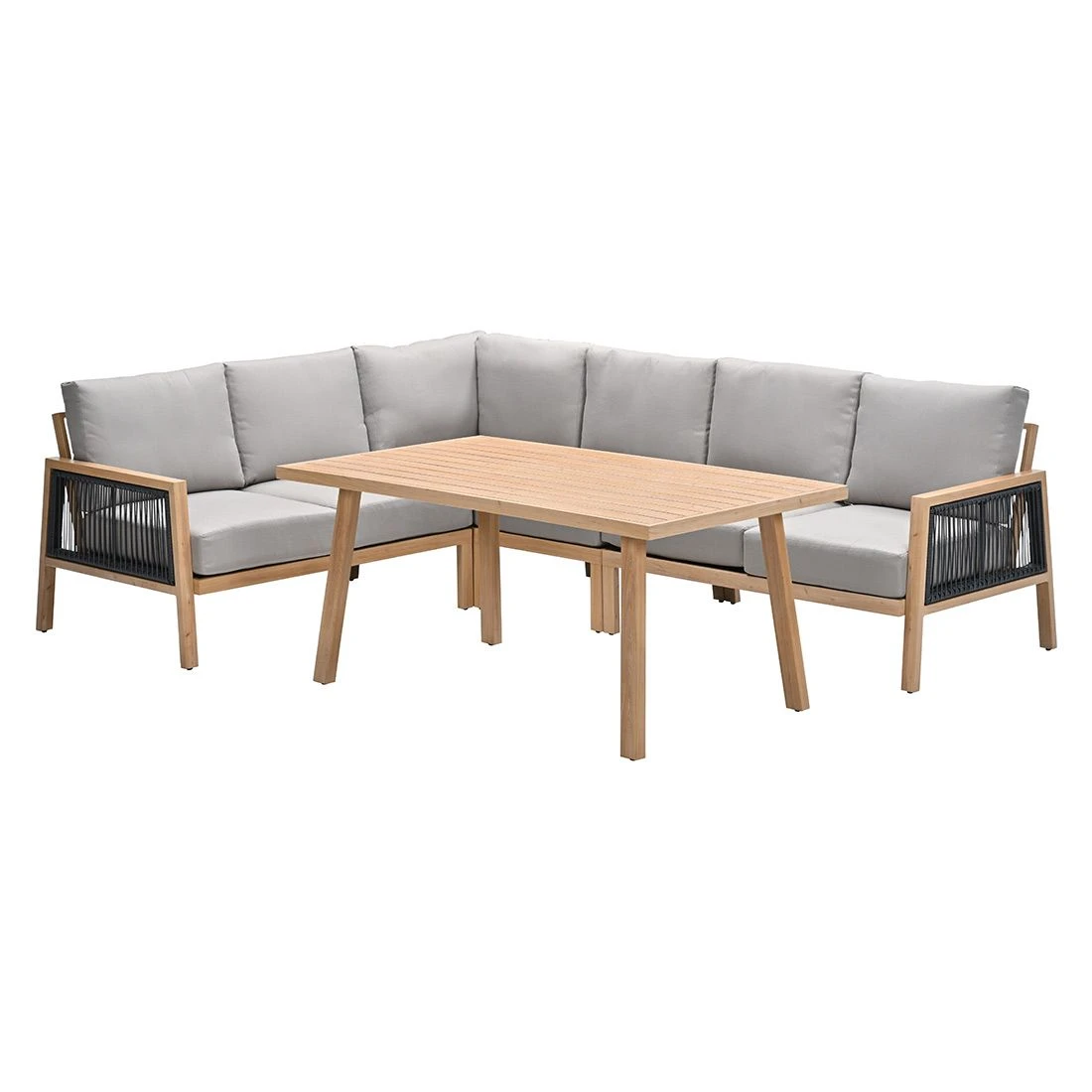 Garden Impressions Decala Dininglounge 5-tlg. Aluminium/Rope/Textilene Teaklook/Taupe 3 Garden Impressions Decala Dininglounge 5-tlg. Aluminium/Rope/Textilene Teaklook/Taupe