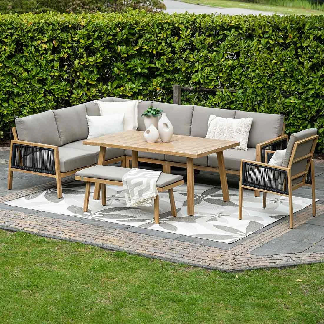 Garden Impressions Decala Dininglounge 5-tlg. Aluminium/Rope/Textilene Teaklook/Taupe 12 Garden Impressions Decala Dininglounge 5-tlg. Aluminium/Rope/Textilene Teaklook/Taupe – Bild 10
