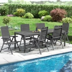 Kettler Basic Plus Gartenmöbelset 7-tlg. Mit Tisch 220x100 Cm Anthrazit