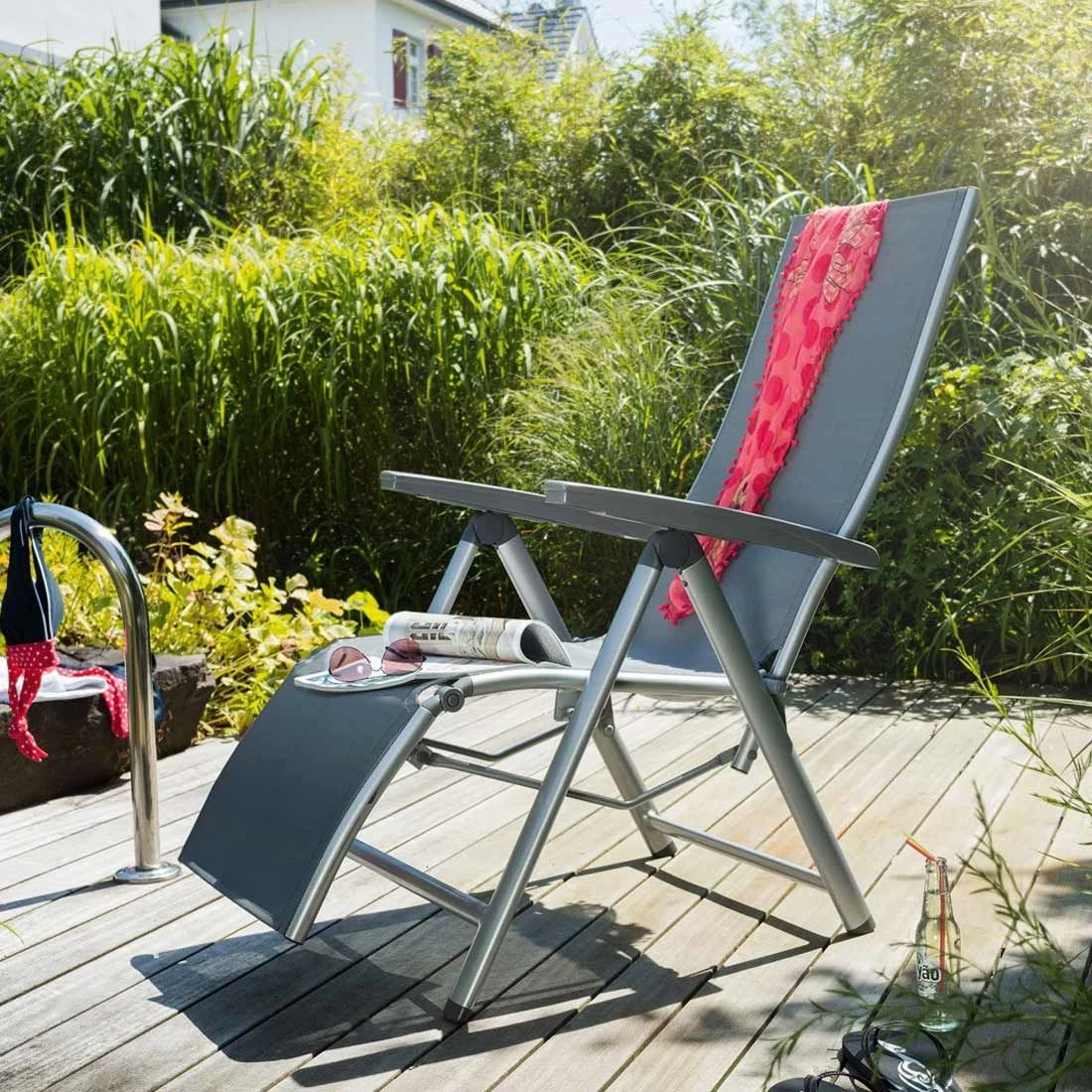 Kettler Cirrus Relaxsessel Aluminium/Textilene Silber/Anthrazitgrau 6 Kettler Cirrus Relaxsessel Aluminium/Textilene Silber/Anthrazitgrau – Bild 4