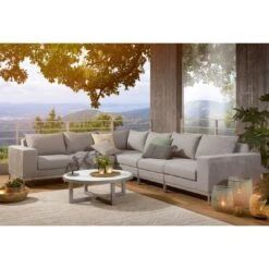 Kettler Ego Modular Ecklounge 7tlg. Sunbrella Silber/Hellgrau Meliert -Gartenmöbel Geschäft kettler ego modular loungeecke 7tlg aluminium sunbrella 1