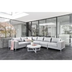 Kettler Ego Modular Ecklounge 7tlg. Sunbrella Silber/Hellgrau Meliert -Gartenmöbel Geschäft kettler ego modular loungeecke 7tlg aluminium sunbrella 16