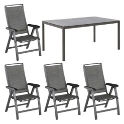 Kettler Forma II Gartenmöbelset 5-tlg. Mit Tisch 160x100 Cm Anthrazit/Concrete