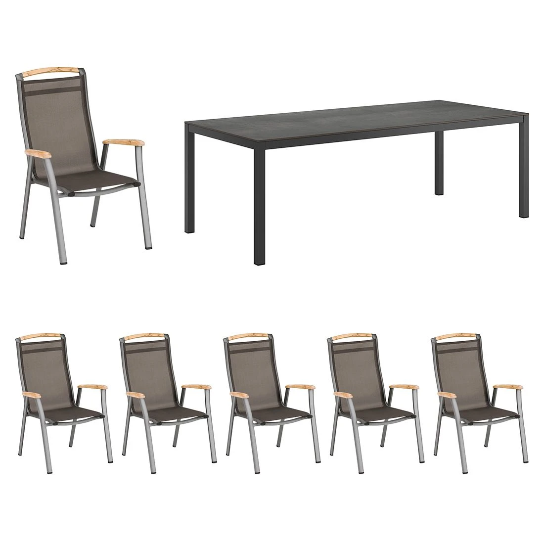 Kettler Memphis Gartenmöbel-Set 7-tlg. Tisch 220x100cm Anthrazit/Bronze 4 Kettler Memphis Gartenmöbel-Set 7-tlg. Tisch 220x100cm Anthrazit/Bronze – Bild 2