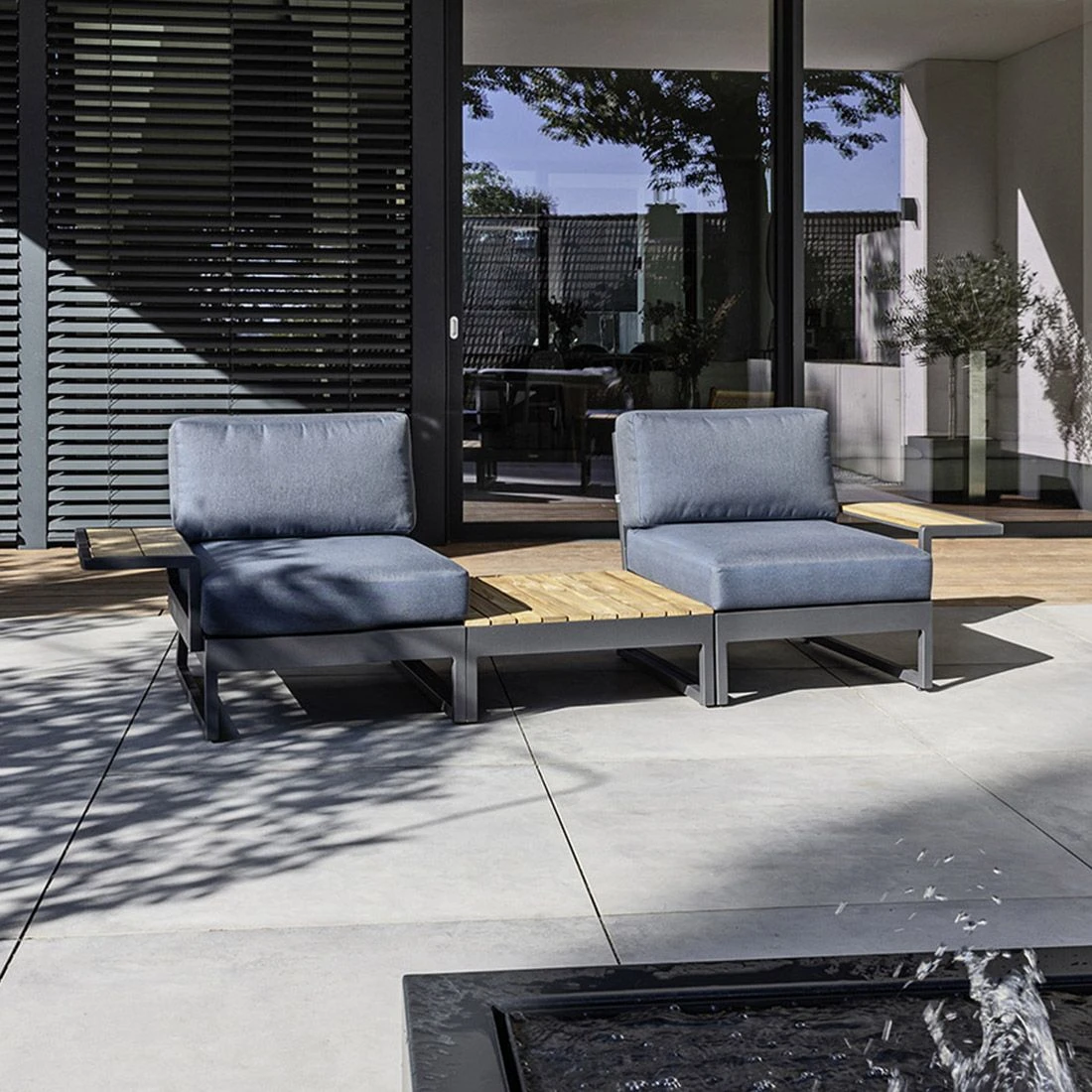 Kettler Ocean Skid Platform Loungeset Aluminium/Agora Anthrazit Matt/Brisa