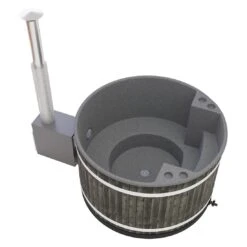 KIRAMI Comfort Family M Badefass-Set Hot Tub Ø170cm Coal Black/Stone Grey -Gartenmöbel Geschäft kirami comfort family m badefass set durchm170cm 1384496 2