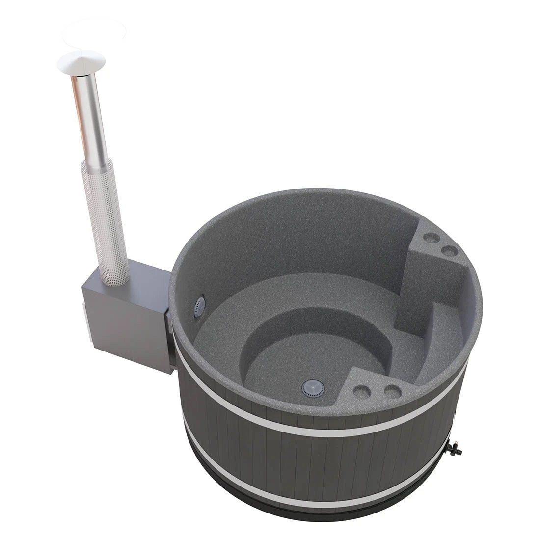 KIRAMI Comfort Family M Badefass-Set Hot Tub Ø170cm Night Black/Stone Grey 4 KIRAMI Comfort Family M Badefass-Set Hot Tub Ø170cm Night Black/Stone Grey – Bild 2