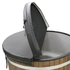 KIRAMI Comfort Family M Badefass-Set Hot Tub Ø170cm Natur/Stone Grey -Gartenmöbel Geschäft kirami comfort family m badefass set durchm170cm 1385013 5