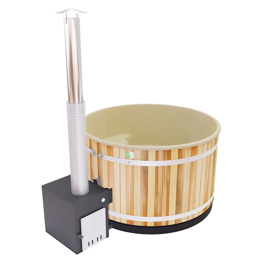 KIRAMI Comfort Steady M Badefass-Set Hot Tub Ø170cm Natur/Caramel Beige 3 KIRAMI Comfort Steady M Badefass-Set Hot Tub Ø170cm Natur/Caramel Beige