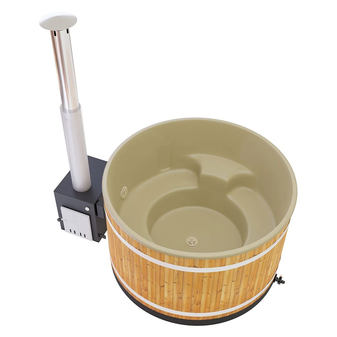 KIRAMI Comfort Steady M Badefass-Set Hot Tub Ø170cm Natur/Caramel Beige 4 KIRAMI Comfort Steady M Badefass-Set Hot Tub Ø170cm Natur/Caramel Beige – Bild 2