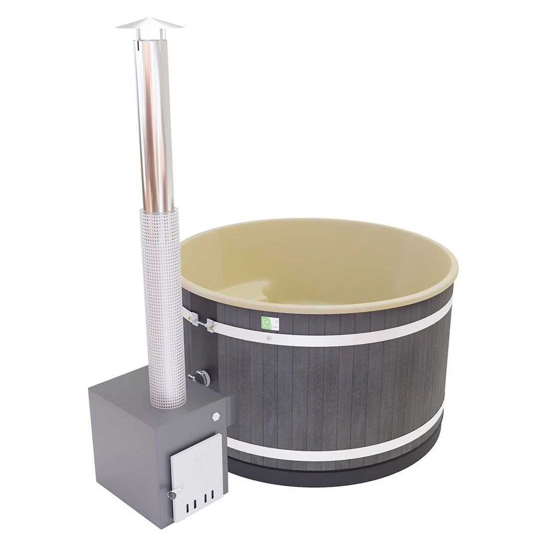 KIRAMI Comfort Steady M Badefass-Set Hot Tub Ø170cm Night Black/Caramel Beige 3 KIRAMI Comfort Steady M Badefass-Set Hot Tub Ø170cm Night Black/Caramel Beige