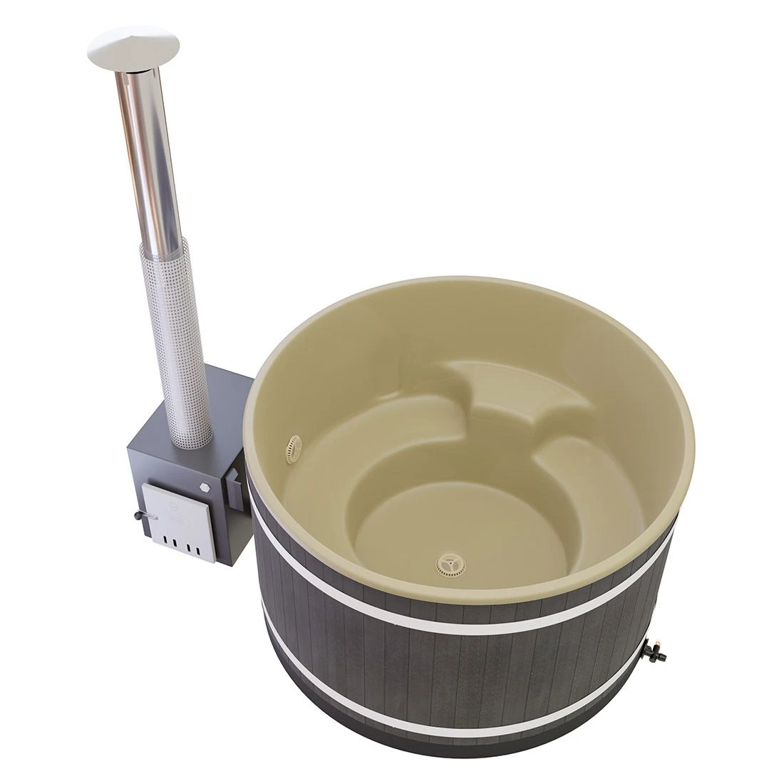 KIRAMI Comfort Steady M Badefass-Set Hot Tub Ø170cm Night Black/Caramel Beige 4 KIRAMI Comfort Steady M Badefass-Set Hot Tub Ø170cm Night Black/Caramel Beige – Bild 2