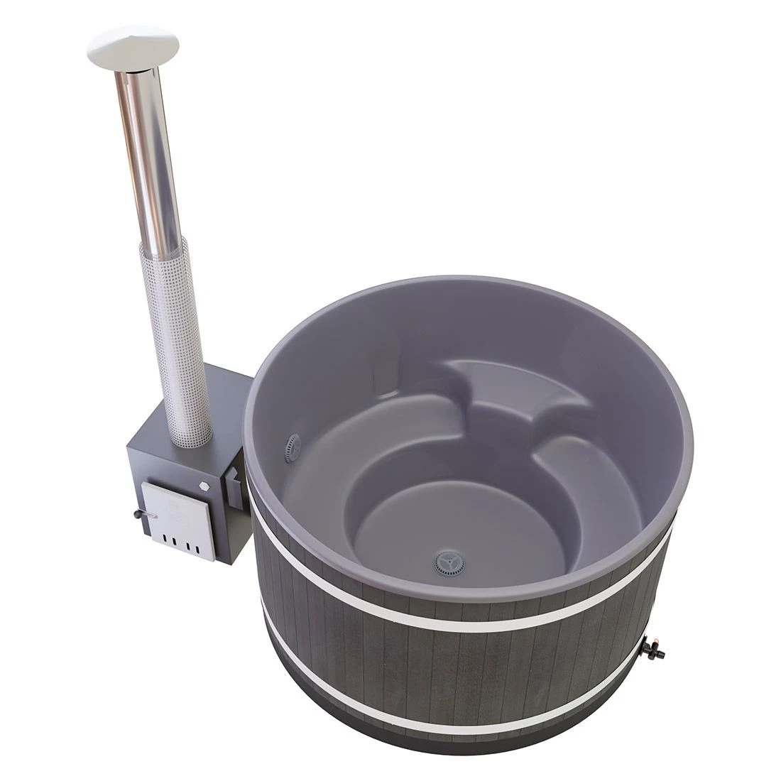 KIRAMI Comfort Steady M Badefass-Set Hot Tub Ø170cm Night Black/Casual Grey 4 KIRAMI Comfort Steady M Badefass-Set Hot Tub Ø170cm Night Black/Casual Grey – Bild 2