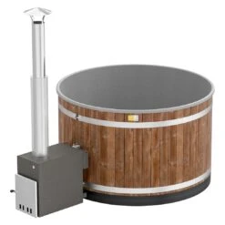 KIRAMI Original Breezy M Badefass-Set Hot Tub Ø170cm Dark Walnut/Light Grey -Gartenmöbel Geschäft kirami original breezy m badefass set durchm170cm 1383121 1