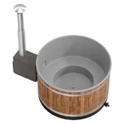 KIRAMI Original Breezy M Badefass-Set Hot Tub Ø170cm Dark Walnut/Light Grey -Gartenmöbel Geschäft kirami original breezy m badefass set durchm170cm 1383121 2