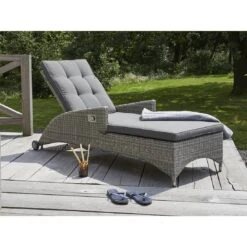 LC Garden Bilbao Gartenliege Geflecht Inkl. Kissen Grau -Gartenmöbel Geschäft l c wholesaler bilbao rollliege alu geflecht inkl kissen stone grey 1093260 2