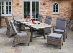 LC Garden Komido Gartenmöbel-Set 8-tlg. Tisch 200x100cm Anthrazit/Omega Braun